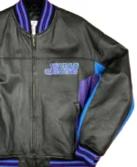 90s NBA Utah Jazz Embroidered Leather Jacket | Trendy Leather Jackets