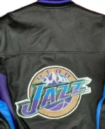 90s NBA Utah Jazz Embroidered Leather Jacket | Trendy Leather Jackets