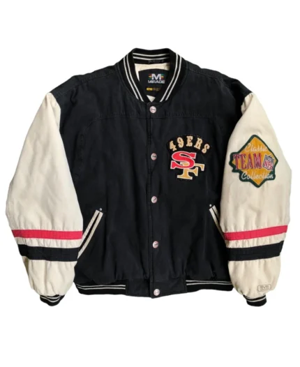 90s San Francisco 49ers Mirage NFL Bomber Jacket | Trendy Leather Jackets