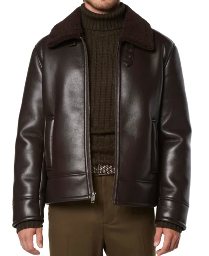 Men’s Brown Shearling Leather Pilot Jacket