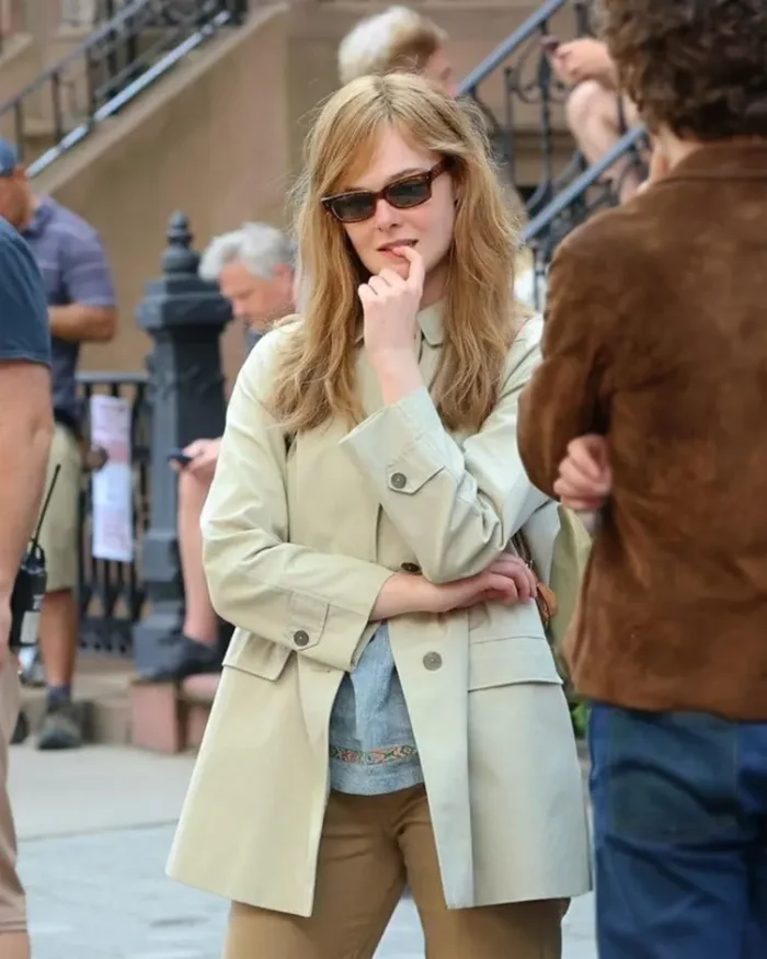 A Complete Unknown Elle Fanning 3/4 Trench Coat | TLJ