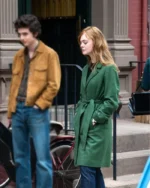 A Complete Unknown Elle Fanning Green Long Coat | TLJ