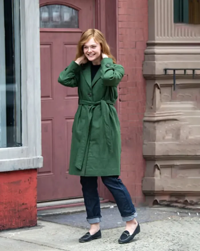 A Complete Unknown Elle Fanning Green Long Coat | TLJ