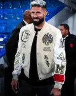 AC Milan Football Off White Varsity Jacket