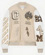 AC Milan Football Off White Varsity Jacket