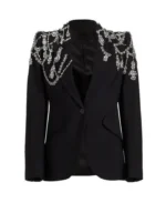 Alexander McQueen Crystal Embellished Crepe Blazer | Trendy Leather Jackets
