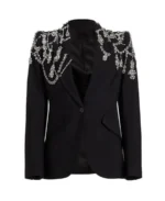 Alexander McQueen Crystal Embellished Crepe Blazer | Trendy Leather Jackets