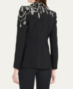 Alexander McQueen Crystal Embellished Crepe Blazer | Trendy Leather Jackets