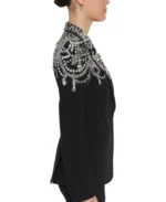 Alexander McQueen Crystal Embellished Crepe Blazer | Trendy Leather Jackets