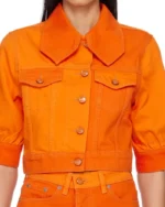 All American Homecoming S03 Simone Hicks Orange Denim Jacket | Trendy Leather Jackets