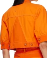 All American Homecoming S03 Simone Hicks Orange Denim Jacket | Trendy Leather Jackets