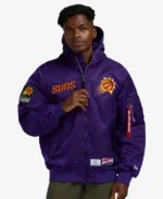 Alpha Industries Phoenix Sun Hooded Bomber Jacket | Trendy Leather Jackets