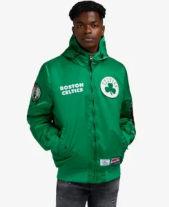 Alpha Industries X Boston Celtics Hooded Bomber Jacket | Trendy Leather Jackets