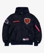 Alpha Industries X Chicago Bears Hooded Bomber Jacket | Trendy Leather Jackets