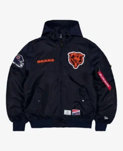 Alpha Industries X Chicago Bears Hooded Bomber Jacket | Trendy Leather Jackets