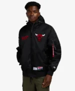 Alpha Industries X Chicago Bulls Hooded Bomber Jacket | Trendy Leather Jackets