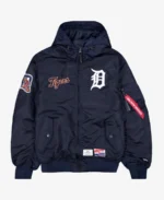Alpha Industries X Detroit Tigers Hooded Bomber Jacket | Trendy Leather Jackets