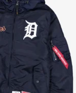 Alpha Industries X Detroit Tigers Hooded Bomber Jacket | Trendy Leather Jackets