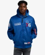 Alpha Industries X Philadelphia 76ers Hooded Bomber Jacket | Trendy Leather Jackets