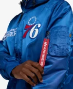 Alpha Industries X Philadelphia 76ers Hooded Bomber Jacket | Trendy Leather Jackets
