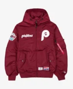 Alpha Industries X Philadelphia Phillies Hooded Bomber Jacket | Trendy Leather Jackets