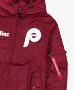 Alpha Industries X Philadelphia Phillies Hooded Bomber Jacket | Trendy Leather Jackets
