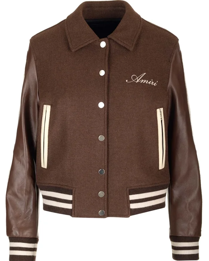 Amiri Bones Logo Embroidered Varsity Jacket | Trendy Leather Jackets