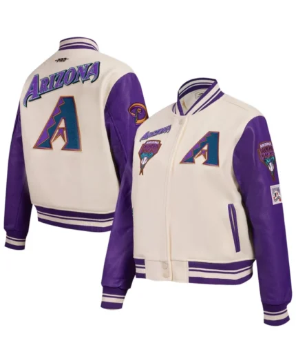 Arizona Diamondbacks Retro Classic Cream Varsity Jacket | Trendy Leather Jackets