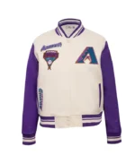 Arizona Diamondbacks Retro Classic Cream Varsity Jacket | Trendy Leather Jackets