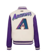 Arizona Diamondbacks Retro Classic Cream Varsity Jacket | Trendy Leather Jackets