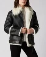 Aviator Black And White Shearling Jacket | Trendy Leather Jackets