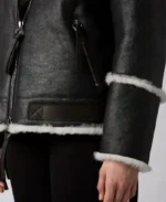 Aviator Black And White Shearling Jacket | Trendy Leather Jackets