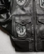 Avirex American Flight Cowhide Black Bomber Leather Jacket | Trendy Leather Jackets