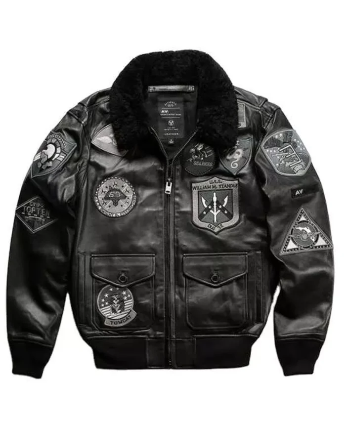 Avirex American Flight Cowhide Black Bomber Leather Jacket | Trendy Leather Jackets
