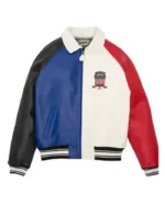 Avirex Block Color Real Leather Jacket | Trendy Leather Jackets