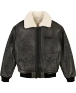 Avirex Shearling Texture Bomber Leather Jacket | Trendy Leather Jackets