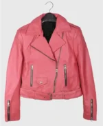 Barbie Pink Leather Biker Jacket | Trendy Leather Jackets