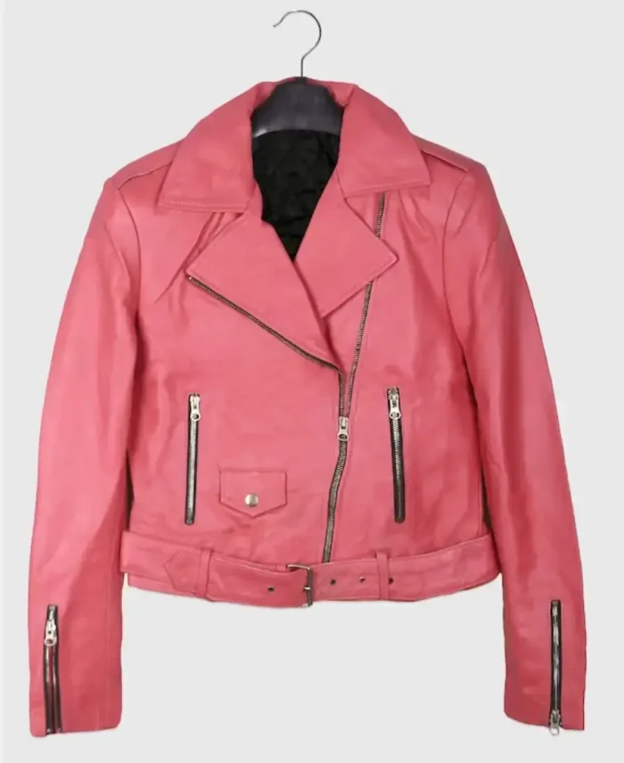 Barbie Pink Leather Biker Jacket | Trendy Leather Jackets