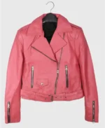Barbie Pink Leather Biker Jacket | Trendy Leather Jackets