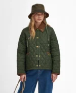 Barbour Olive Quilted Puffer Jacket | Trendy Leather Jackets