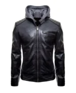 Batman Logo Motorcycle Leather Hoodie Jacket | Trendy Leather Jackets