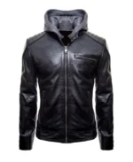 Batman Logo Motorcycle Leather Hoodie Jacket | Trendy Leather Jackets