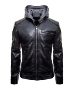 Batman Logo Motorcycle Leather Hoodie Jacket | Trendy Leather Jackets