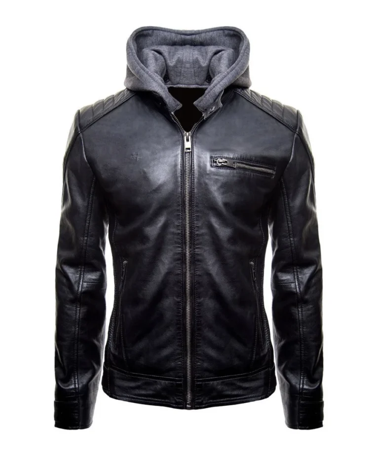 Batman Logo Motorcycle Leather Hoodie Jacket | Trendy Leather Jackets