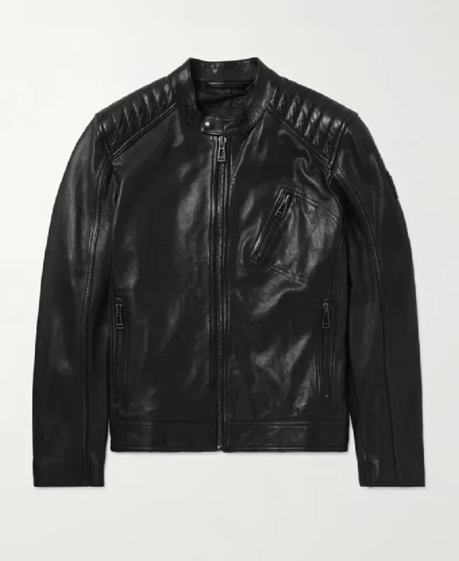 Belstaff V Racer Logo Appliquéd Leather Jacket | Trendy Leather Jackets