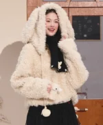 Berry Katie Rabbit Faux Fur Jacket | Trendy Leather Jackets