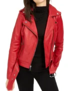 Biker Red Waist Length Leather Jacket | Trendy Leather Jackets