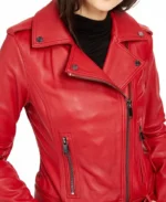 Biker Red Waist Length Leather Jacket | Trendy Leather Jackets
