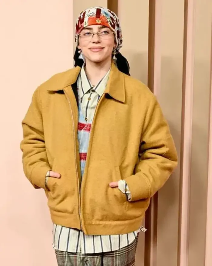 Billie Eilish 96th Oscars Awards Yellow Jacket | Trendy Leather Jackets
