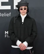 Billie Eilish Grammys Red Carpet Black Coat | Trendy Leather Jackets